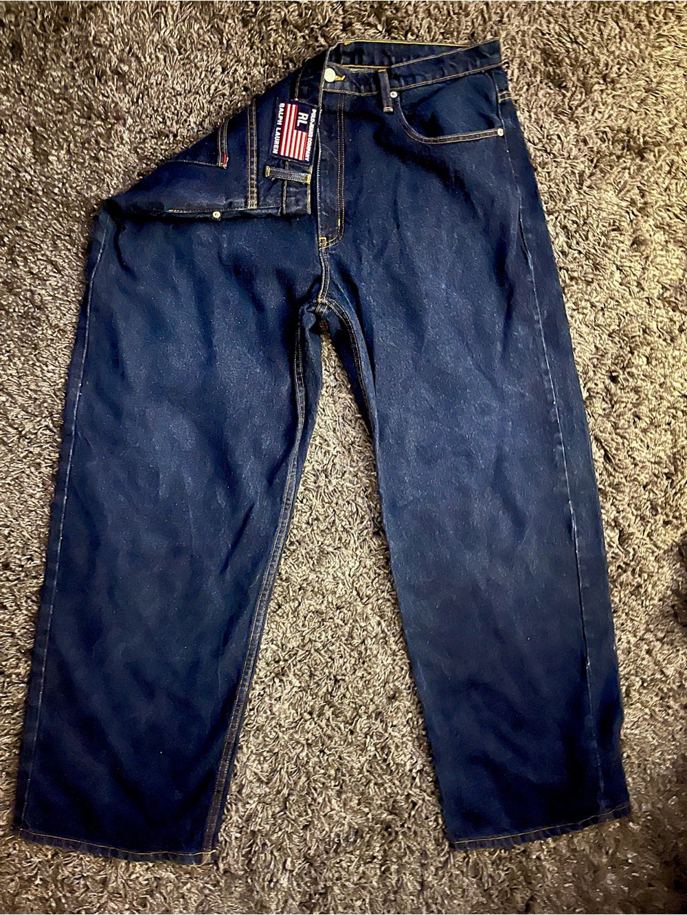 Y2K Vintage Ralph Lauren Polo Jeans Company Dark Blue Banner Jean Men’s